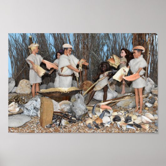 Voorbereiden op een prehistorische jacht. poster (Voorkant)