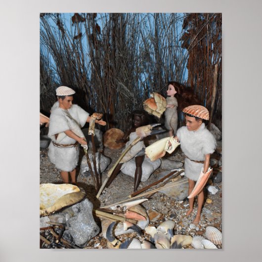 Voorbereiden op een prehistorische jacht. poster (Voorkant)