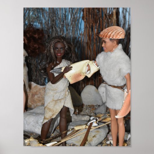 Voorbereiden op een prehistorische jacht. poster (Voorkant)