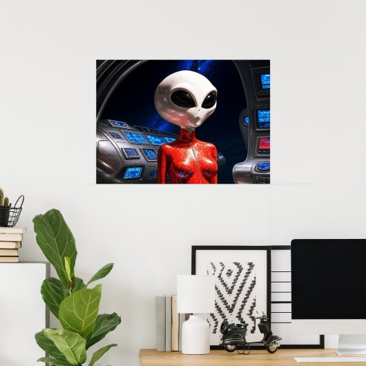Voorbereiden op Vlucht AI Alien Kunst Poster (Thuiskantoor)