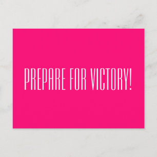 VOORBEREIDEN VOOR VICTORY Positive Quote Hot Pink Briefkaart