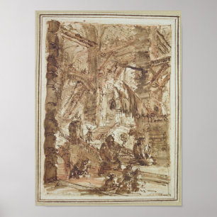 Voorbereidende tekening voor bord VIII Poster