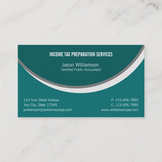 Voorbereiding inkomstenbelasting visitekaartje (Voorkant)