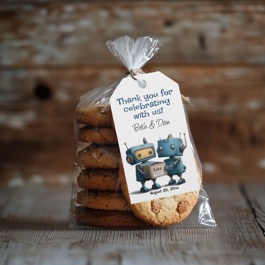 Voorbereiding op Baby Robot Baby shower Cadeaulabel