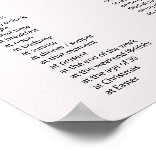 Voorbereiding van de tijd - Engelse grammatica Poster (Hoek)