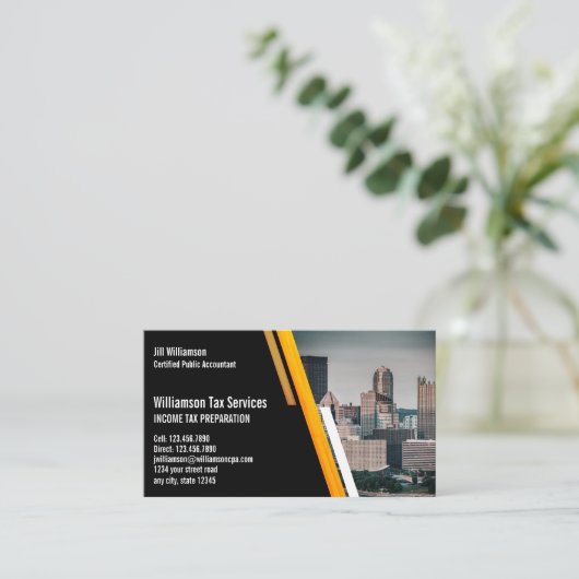 Voorbereiding van inkomstenbelasting visitekaartje (Staand voorkant)