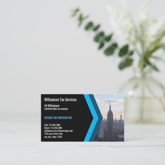 Voorbereiding van inkomstenbelasting visitekaartje (Staand voorkant)