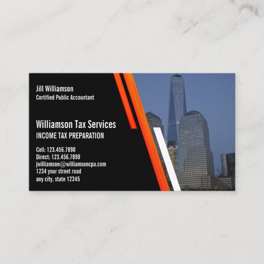 Voorbereiding van inkomstenbelasting visitekaartje (Voorkant)