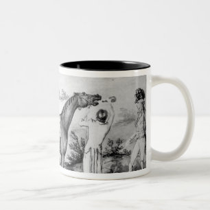 Voorbereiding voor een Race Tweekleurige Koffiemok