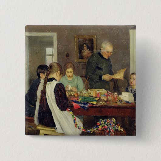 Voorbereiding voor Kerstmis 1896 Vierkante Button 5,1 Cm (Voorkant)