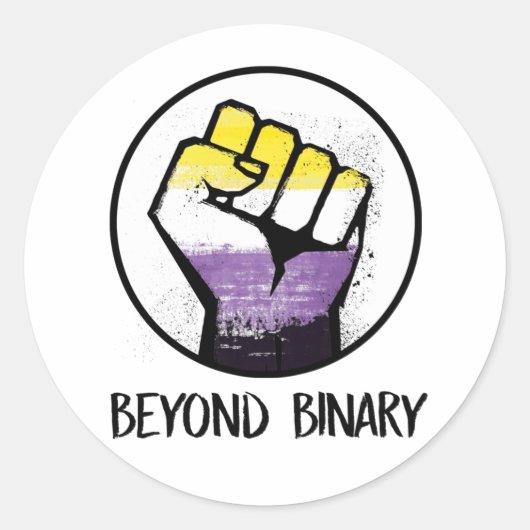 Voorbij binair ronde sticker (Voorkant)