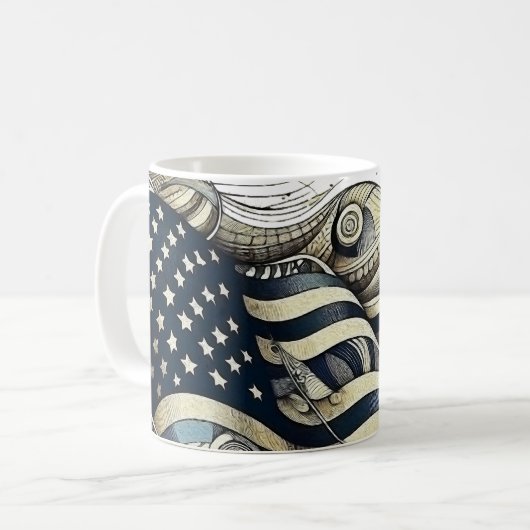 Voorbij de strepen en sterren koffiemok (Voorkant links)