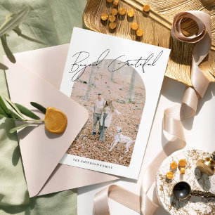 Voorbij Grateful Moderne Minimalistische Fotoboog Feestdagenkaart