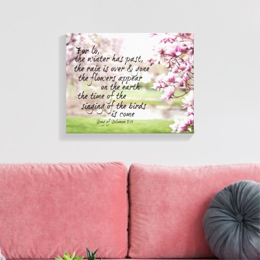 Voorbijbel verse met Magnolia Trees Canvas Afdruk (Insitu (Woonkamer))