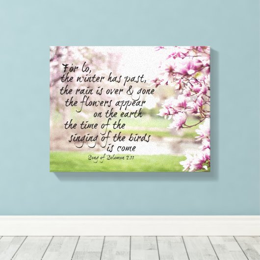 Voorbijbel verse met Magnolia Trees Canvas Afdruk (Insitu (Houten vloer))