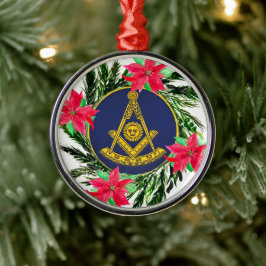 Voorbije Meester Vrijmetselaar Krans Poinsettia Metalen Ornament