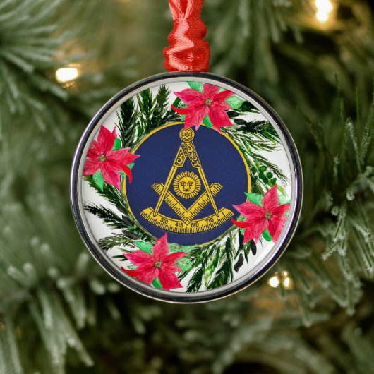 Voorbije Meester Vrijmetselaar Krans Poinsettia Metalen Ornament (Boom)