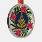 Voorbije Meester Vrijmetselaar Krans Poinsettia Metalen Ornament (Rechts)