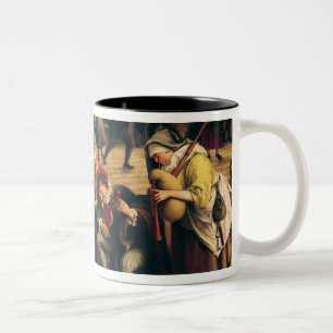 Voorbijl in een Inn, detail van de centrale groep Tweekleurige Koffiemok