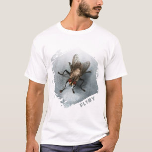 Voorbijvlucht. Close-up foto van een vlieg T-shirt