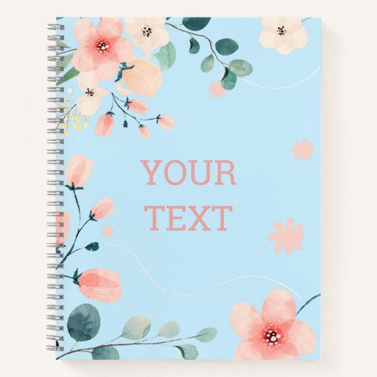 voorblad Blue Floral Spiral Notitieboek (Voorkant)