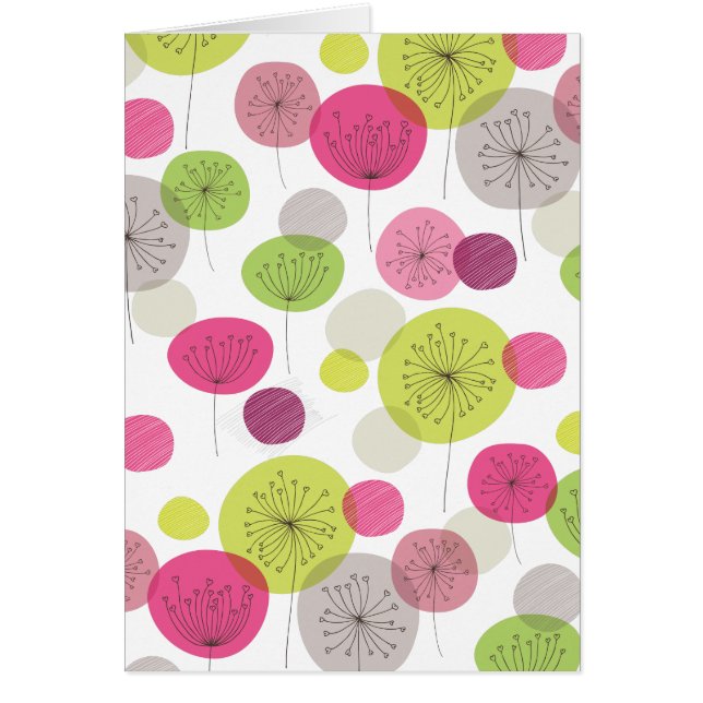 Voorbloemige retro kaart (blanco binnenin) (Voorkant)