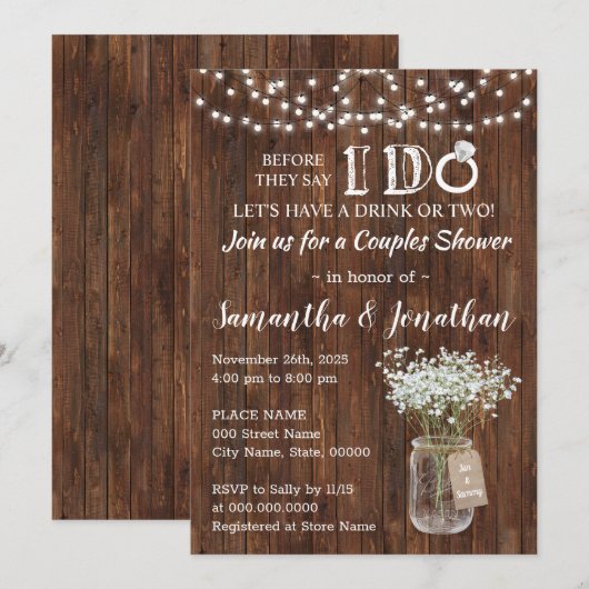 Voordat ik doe bruiloft koppels douche land kaart (Voorkant / Achterkant)