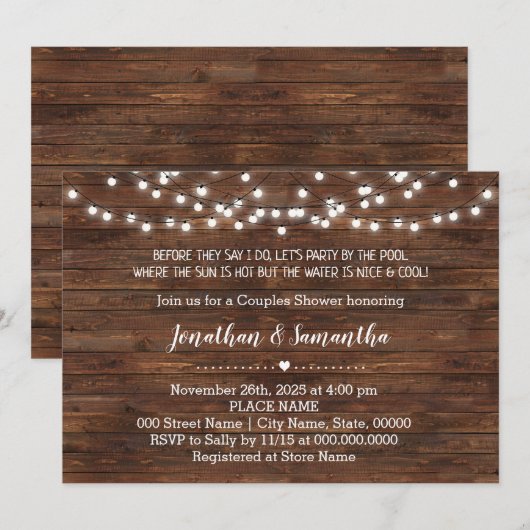 Voordat ik doe laat feest bij het zwembad bruiloft kaart (Voorkant / Achterkant)