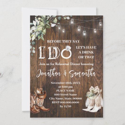 Voordat ik paren douche Westerne bruiloft Kaart (Voorkant)