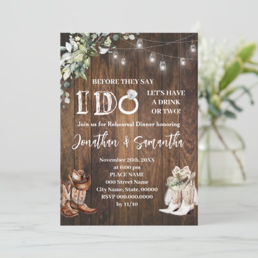 Voordat ik paren douche Westerne bruiloft Kaart (Staand voorkant)