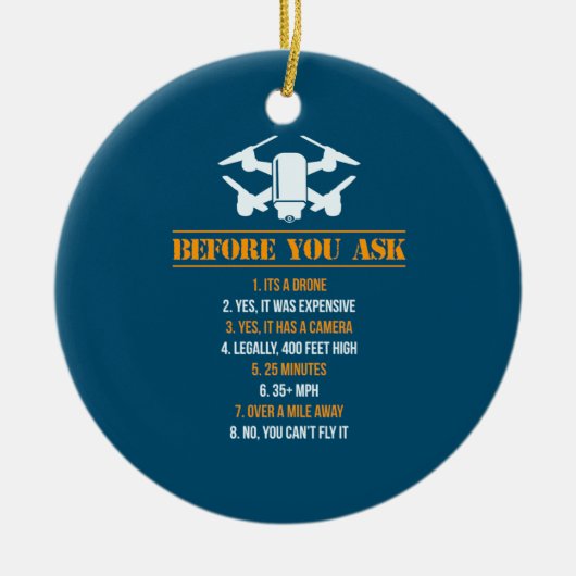 Voordat je een dronepiloot vraagt keramisch ornament (Voorkant)