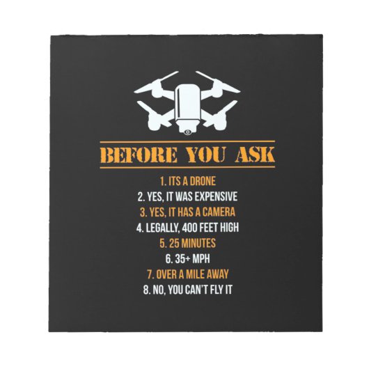 Voordat je een dronepiloot vraagt notitieblok (Voorkant)