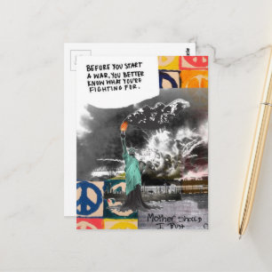 Voordat je een oorlog protesteert dame vrijheid briefkaart