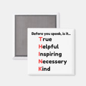 Voordat je spreekt is het ware nuttige inspirerend magneet (Voorkant / Achterkant)
