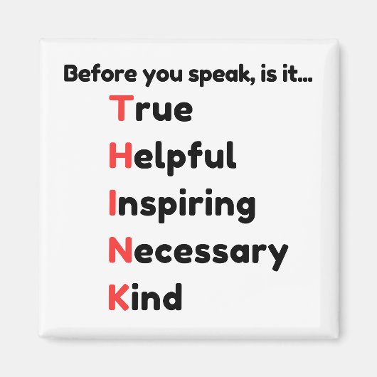 Voordat je spreekt is het ware nuttige inspirerend magneet (Voorkant)