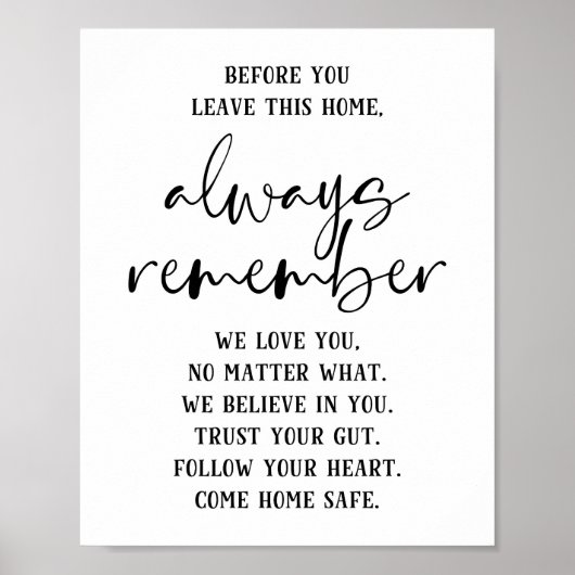 Voordat u dit Home-Inspirerend verlaat Poster (Voorkant)