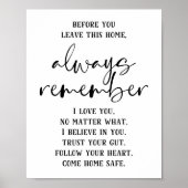 Voordat u dit Home-Inspirerend verlaat Poster (Voorkant)