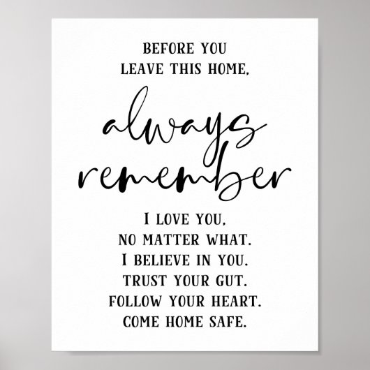 Voordat u dit Home-Inspirerend verlaat Poster (Voorkant)