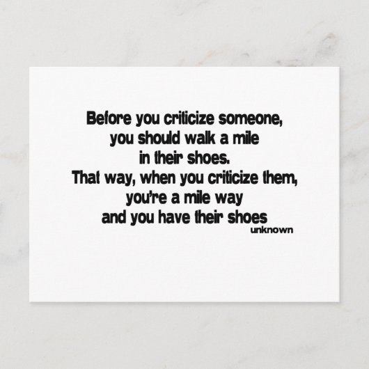 Voordat u uw offerte bekritiseert briefkaart (Voorkant)