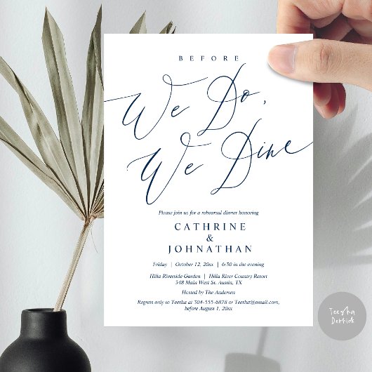 Voordat we dat doen, dineren we, bruiloft-repetiti kaart