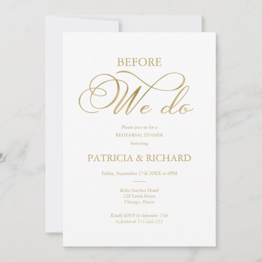 Voordat we doen goudfolie eenvoudige repetitie din kaart (Voorkant)