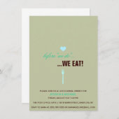 "Voordat we... eten we. Rehearsal Dinner Invite Kaart (Voorkant / Achterkant)