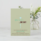 "Voordat we... eten we. Rehearsal Dinner Invite Kaart (Staand voorkant)