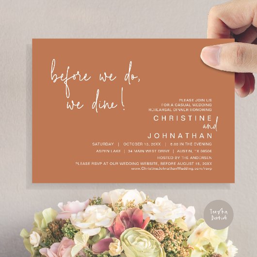 Voordat we gaan dineren, repetitie diner, Sage Gre Kaart