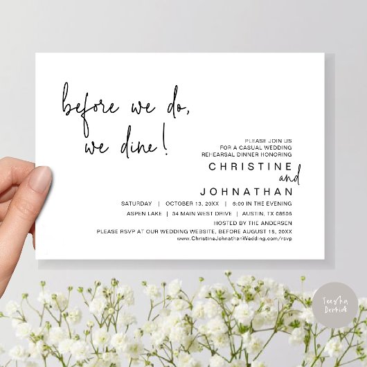 Voordat we gaan eten, repetitie diner, zwart kaart