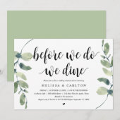 Voordat we het doen, dineren we, huwelijksrepetiti kaart (Voorkant / Achterkant)
