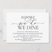 Voordat we het doen, dineren we, huwelijksrepetiti kaart (Voorkant)