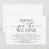 Voordat we het doen, dineren we, huwelijksrepetiti kaart (Voorkant / Achterkant)