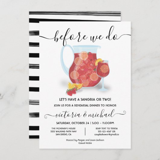 Voordat we Sangria Cocktail Drinken. Kaart (Voorkant / Achterkant)