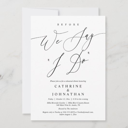 Voordat we zeggen "Ik doe", bruiloft repetitie din Kaart (Voorkant)